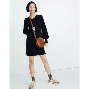 Madewell navy blue balloon sleeve cashmere sweater dress size XL
